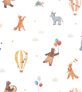 GENTLE FRIENDS - Papier peint enfant - Motif animaux et montgolfières